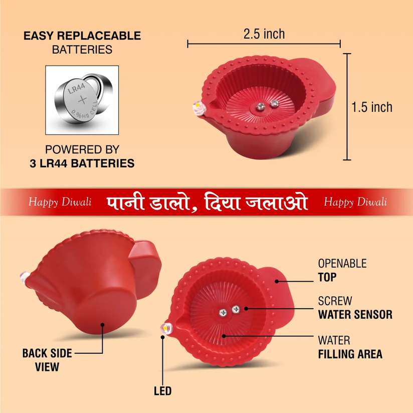 BE UNIQUE Water Sensor LED Diya Set Ultra Bright Decorative Diyas for Festivals Plastic (Pack of 24) Table Diya Price in India - Buy BE UNIQUE Water Sensor LED Diya Set Ultra Bright Decorative Diyas for Festivals Plastic (Pack of 24) Table Diya online at Shopsy.in - Image 6