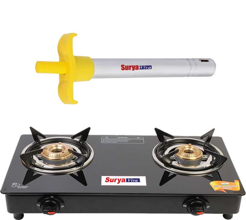 Shopsy SURYAVIVA Photon 2B Combo Gas Stove, 2 Burner, Black - Image 2