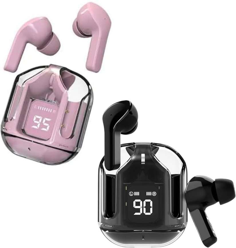 Wireless Bluetooth Combo of Earbuds,Transparent Charging Case