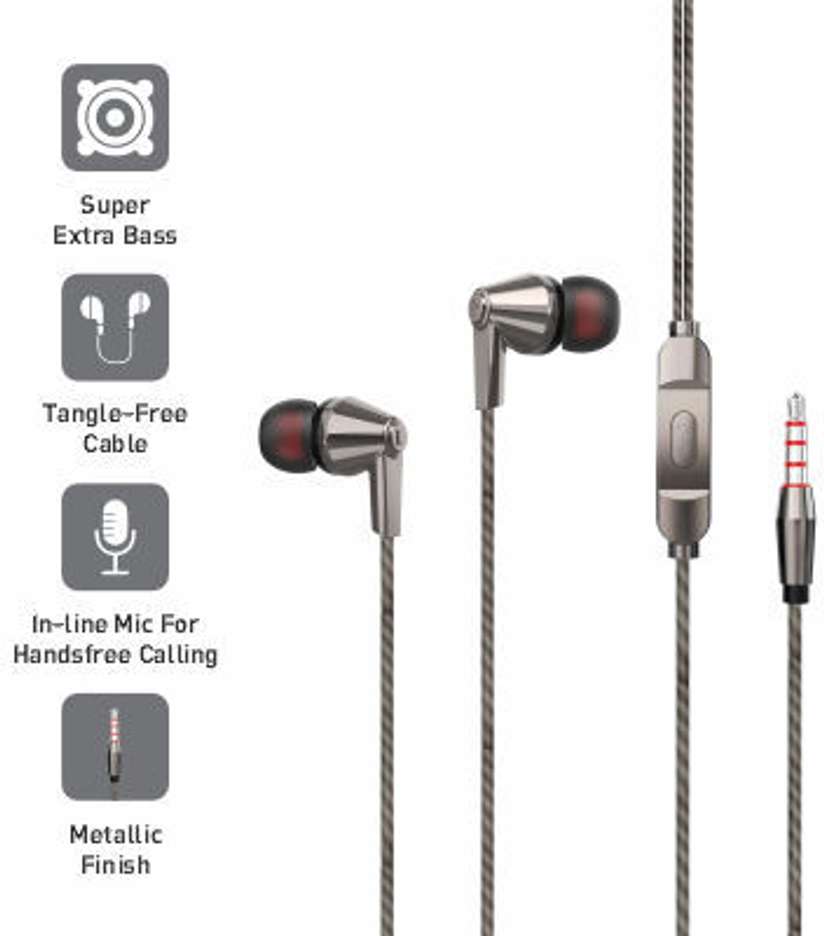 CHAMP50 wired Earphone With Mic, 10MM Driver, Powerful Bass and