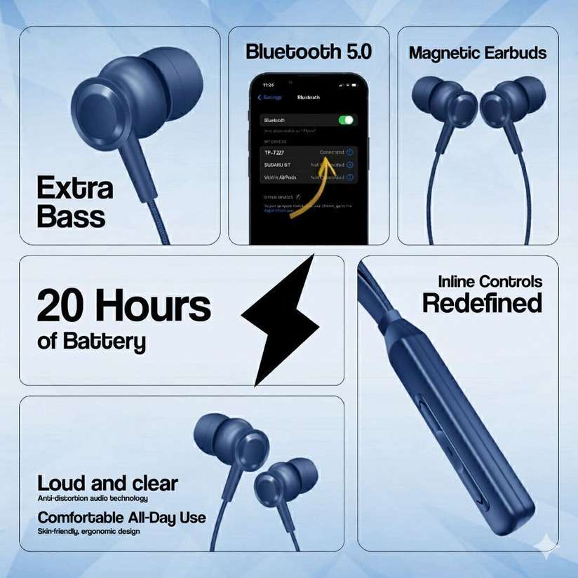 Shopsy TP TROOPS Neckband Earphones 10mm Drivers 20H Playtime - Image 5