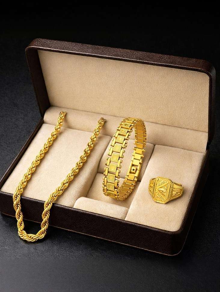 LEGACYMEN Metal Gold-plated Gold Jewellery Set Price in India - Buy LEGACYMEN Metal Gold-plated Gold Jewellery Set Online at Best Prices in India | Shopsy.in - Image 2