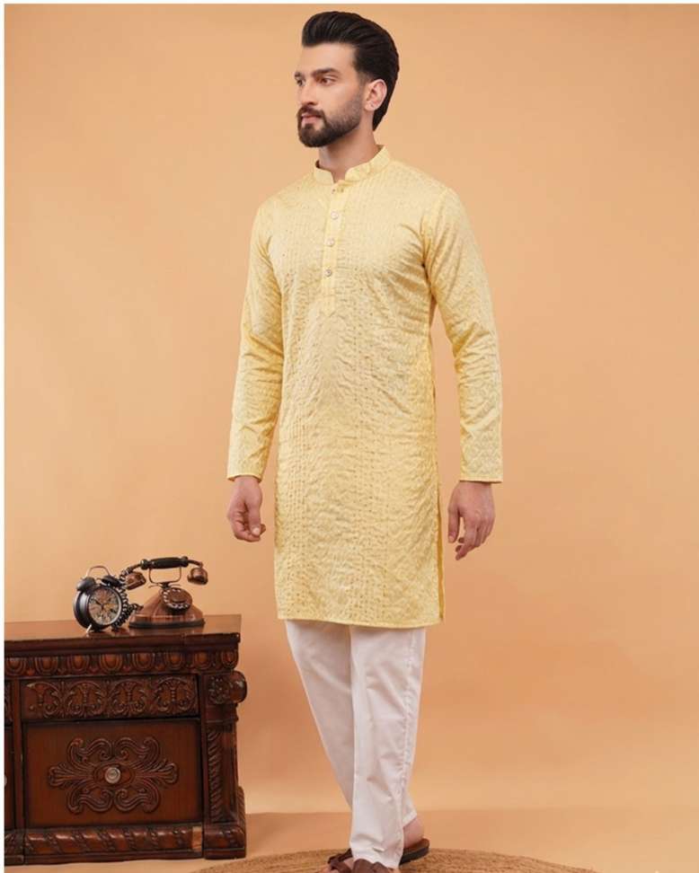 Shopsy CHIRASVI Men Geometric Print Kurta - Image 4