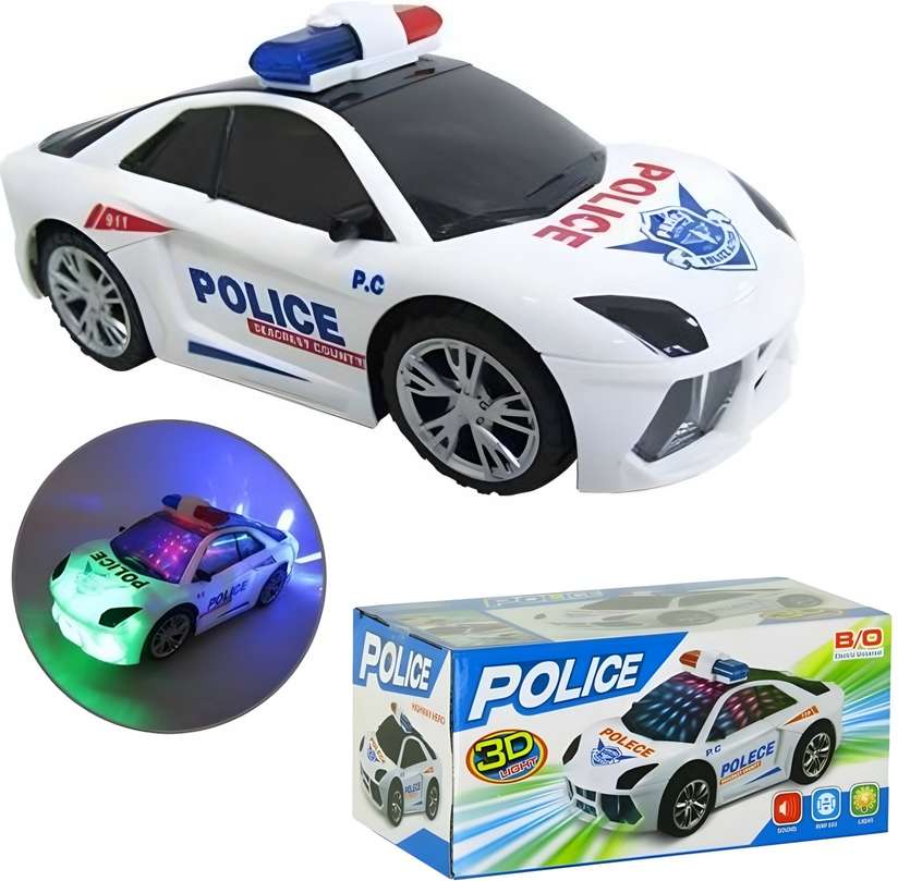Battery Operated Police Car Toy for Kids with Realistic Lights Sounds