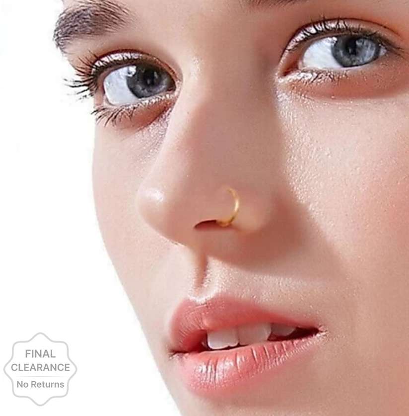 GIRLS Nose RING DOUBLE Diamond Nose pin For Women and Girl Gold