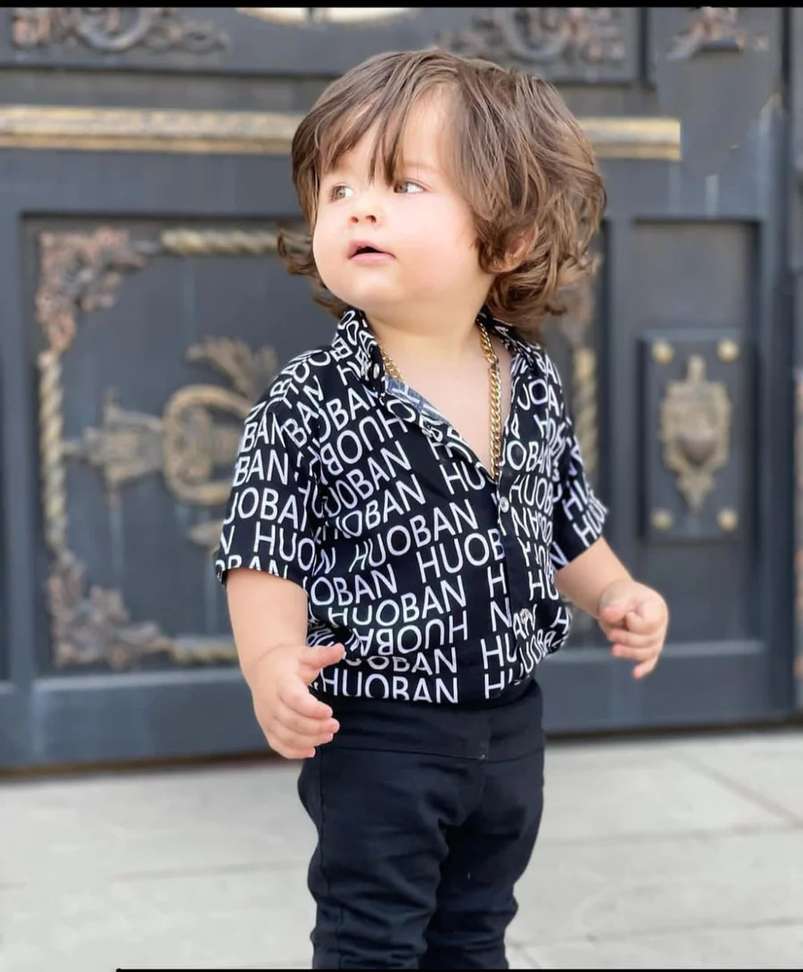 Baby Boys Printed Festive Black, White Shirt
