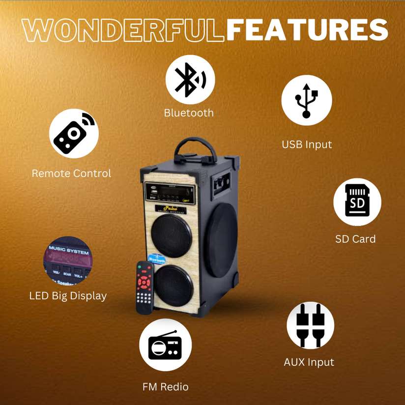 palco sound system M1800 Portable Floor Standing Speaker with Remote, FM  Radio, SD Card, USB, AUX 30 W Bluetooth Tower Speaker