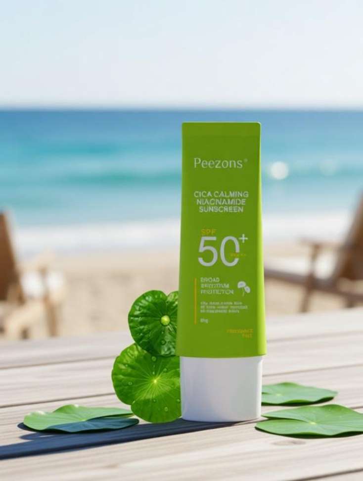 Peezons Sunscreen - SPF 50 PA++++ Haldi & Hyaluronic Acid