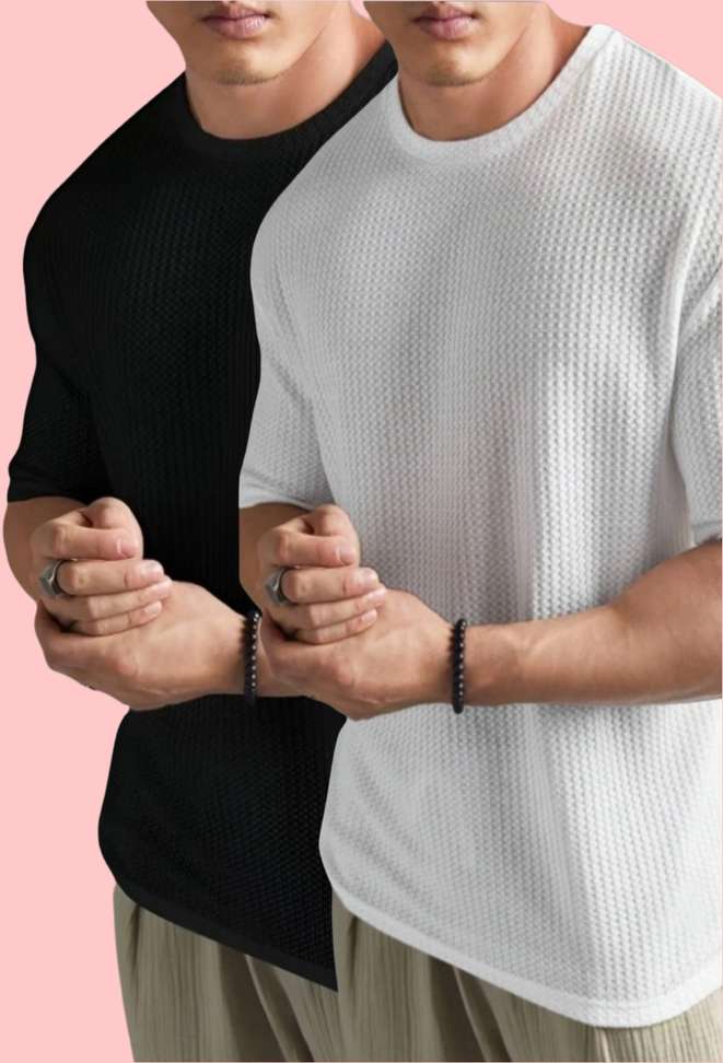 THE NEXT LEVEL Self Design Men Black, White T-Shirt Price in India - Buy THE NEXT LEVEL Self Design Men Black, White T-Shirt online at Shopsy.in - Image 2