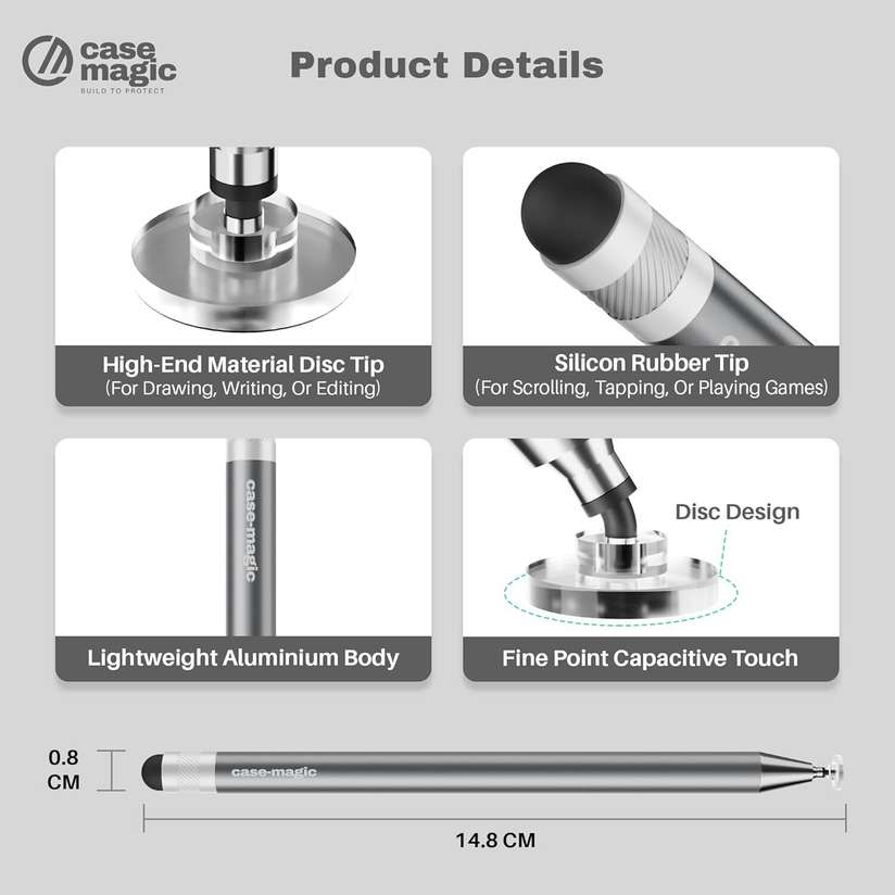 Case-Magic in Universal Stylus Pen with Fine Point Disc Tip+
