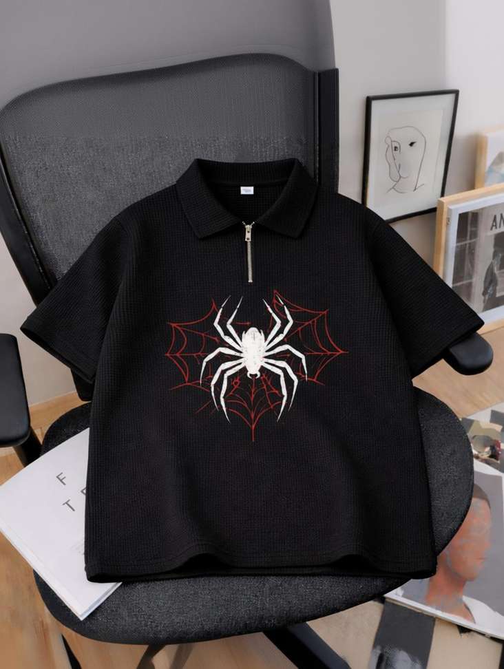 Try This Printed Men Zip Neck Black T-Shirt - Buy Try This Printed Men Zip Neck Black T-Shirt Online at Best Prices in India | Shopsy.in - Image 2