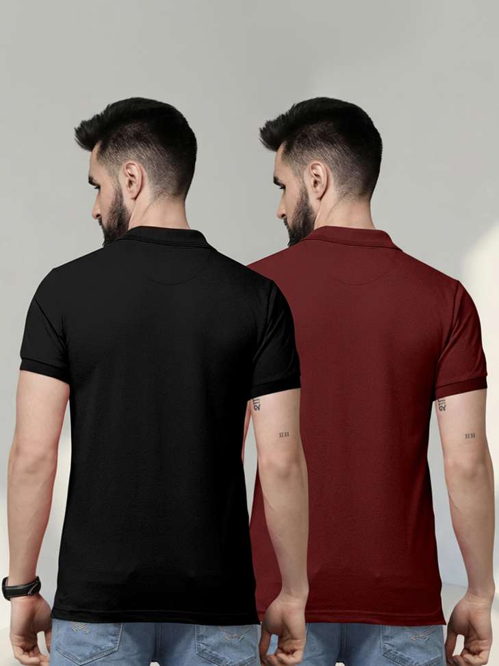 METRONAUT Solid Men Polo Neck Black, Maroon T-Shirt - Buy METRONAUT Solid Men Polo Neck Black, Maroon T-Shirt Online at Best Prices in India | Shopsy.in - Image 4
