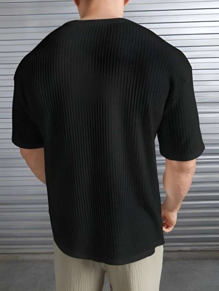 THE NEXT LEVEL Self Design Men Black, White T-Shirt Price in India - Buy THE NEXT LEVEL Self Design Men Black, White T-Shirt online at Shopsy.in - Image 3