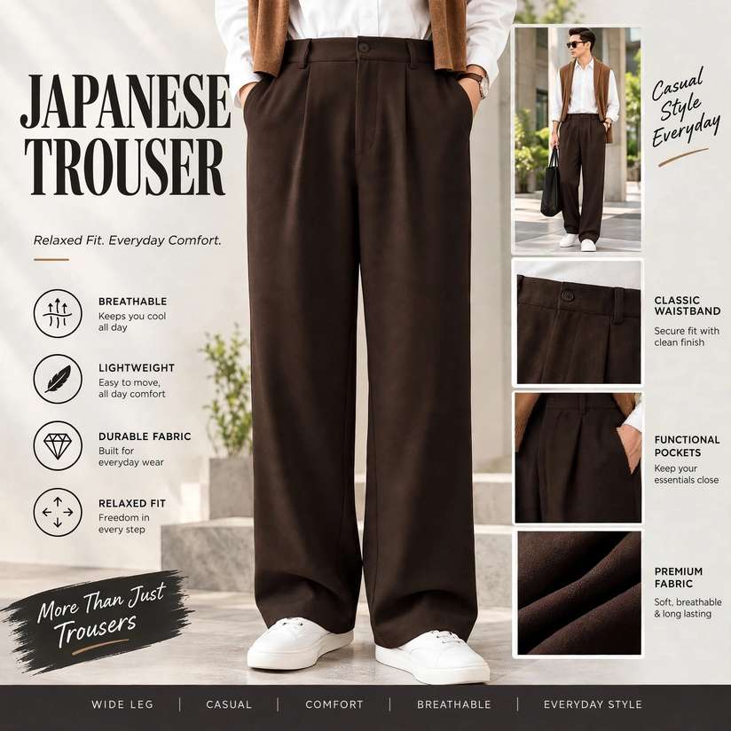 Japanese Regular Fit Men Brown Trousers Price in India - Buy Japanese Regular Fit Men Brown Trousers online at Shopsy.in - Image 6