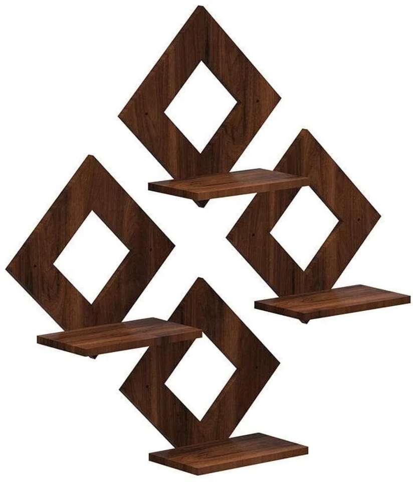 Shopsy Stalory Walnut Finish Wooden Square Wall Hanging Planter Stand - Image 5