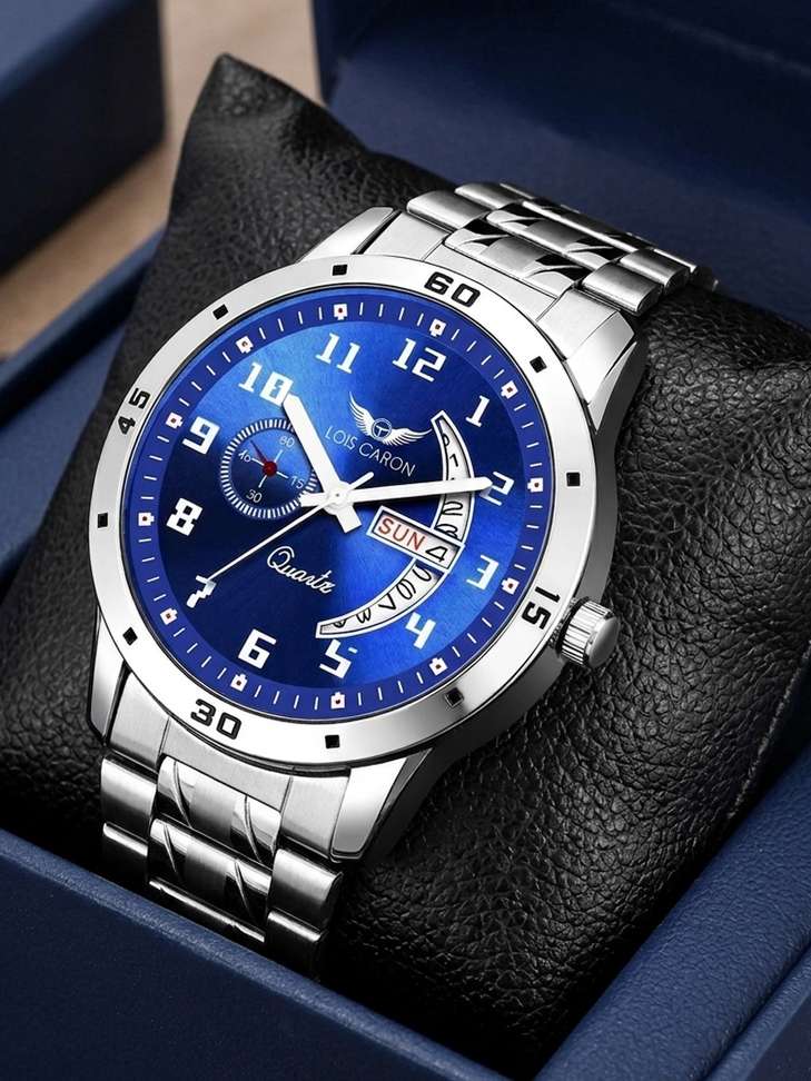 LOIS CARON LCS-8188 Trending Day & Date Series Stainless Steel Chain for Boy Analog Watch - For Men - Buy LOIS CARON LCS-8188 Trending Day & Date Series Stainless Steel Chain for Boy Analog Watch - For Men LCS-8188 (Blue) Online at Best Prices in India | Shopsy.in - Image 2