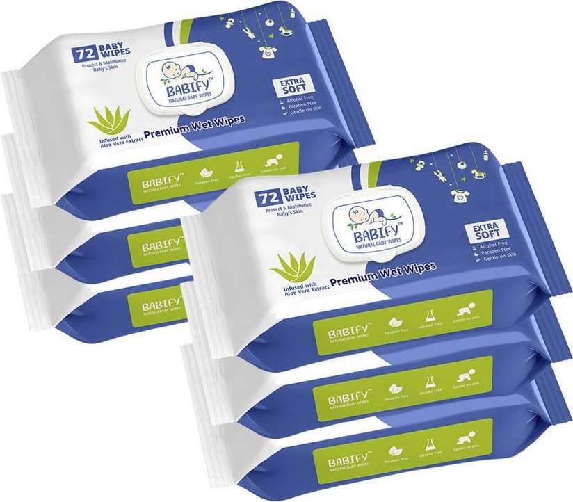 Babify Extra Soft Premium Baby Wipes With Aloe Vera Paraben-Free Pack of  6-432 Wipes