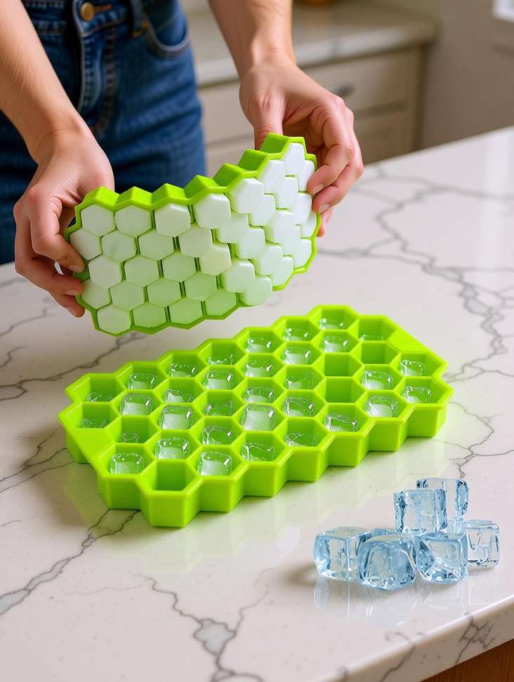 Angelware Flexible Silicone Honeycomb 37 Cavity Ice Cube Tray Small ...