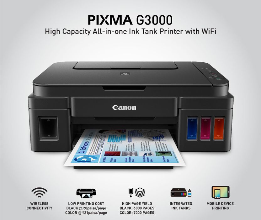 Canon PIXMA G3000 WiFi Color Ink Tank Printer - Image 4