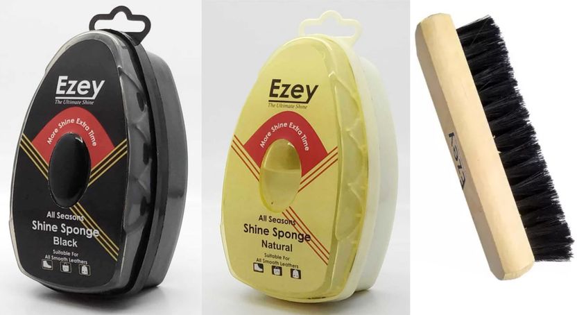 Ezey Shine Sponge Set of 2 + Brush (Black) Pack of 2