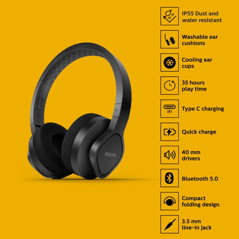 PHILIPS TAA4216BK/00Headphones, 35H Play Time, 40mm Dynamic - Image 2