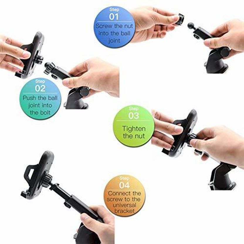 Hold Car Mobile Holder for Windshield, Dashboard (Black) - Image 5