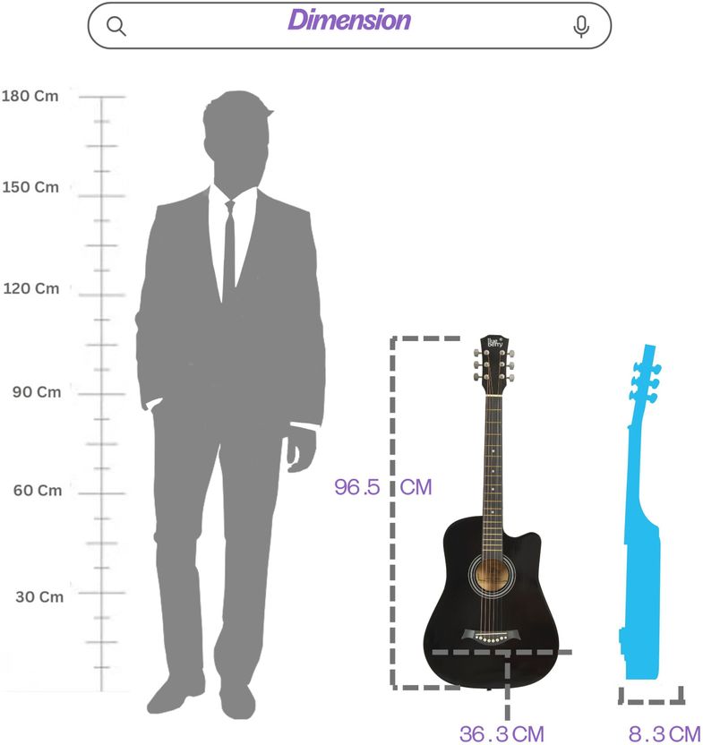 BLUEBERRY 38C 38 Inch Black Acoustic Guitar - Image 5
