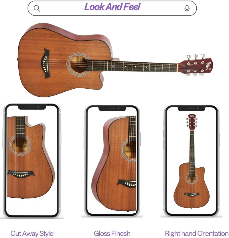 Blueberry B-38C 38 Inch Acoustic Guitar - Image 3