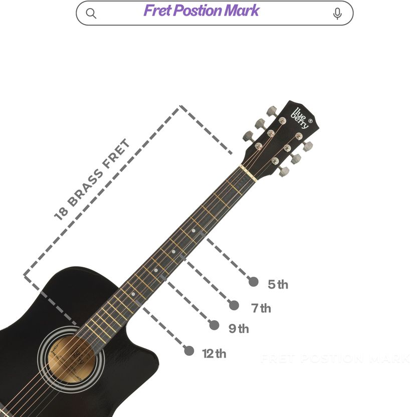 BLUEBERRY 38C 38 Inch Black Acoustic Guitar - Image 3