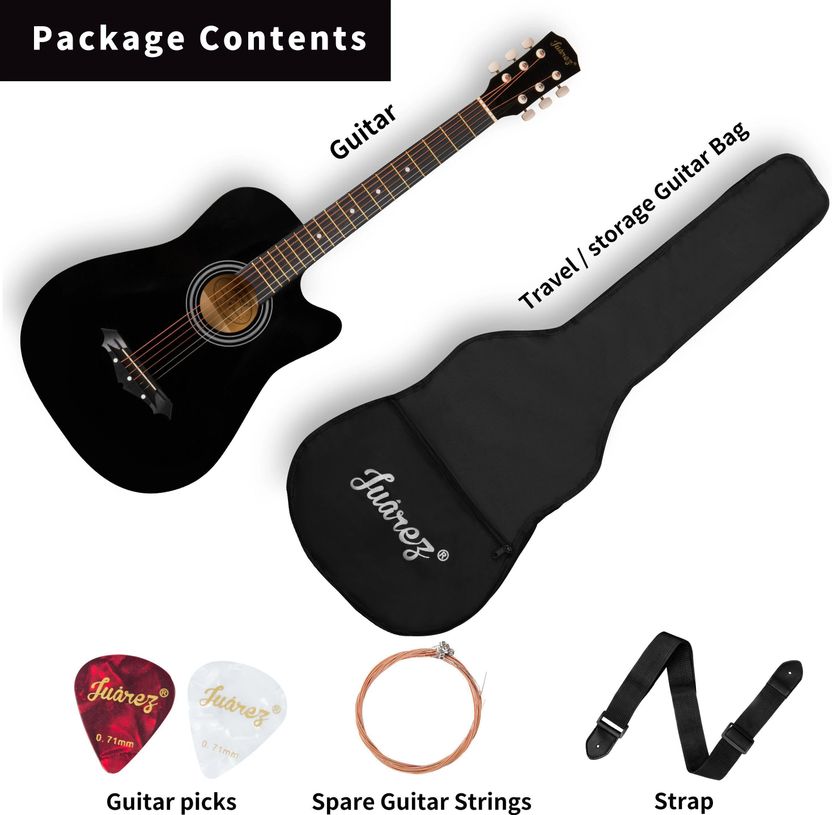 Juarez JRZ38C/BK Acoustic Guitar Linden Wood - Image 5