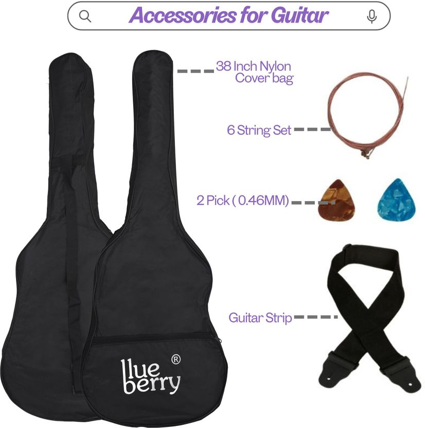 BLUEBERRY 38C 38 Inch Black Acoustic Guitar - Image 8