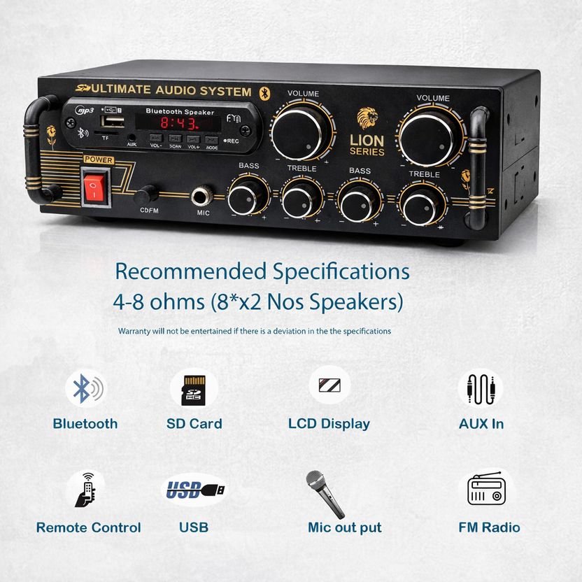 ain DJ Stereo Amplifier Bluetooth USB/SD Card - Image 3