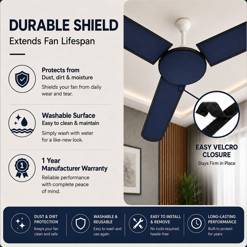 DD HOME DECOR Ceiling Fan Cover, 16.5 cm, Blue - Image 2