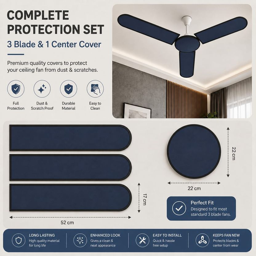 DD HOME DECOR Ceiling Fan Cover, 16.5 cm, Blue - Image 5