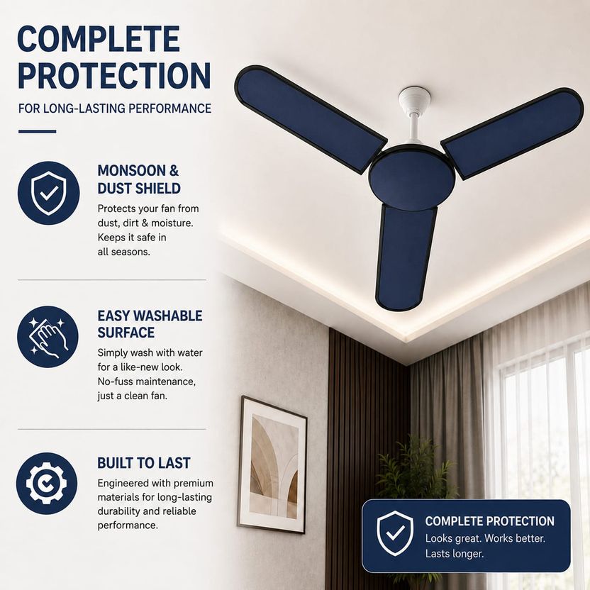 DD HOME DECOR Ceiling Fan Cover, 16.5 cm, Blue - Image 4