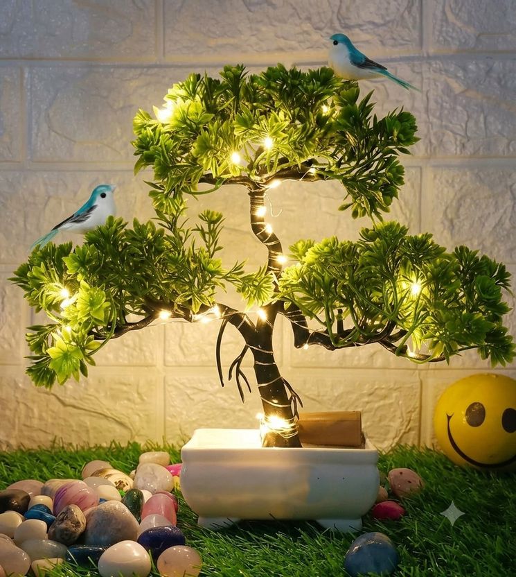 POKA Green Tree Plants with Bird & Light - Image 1