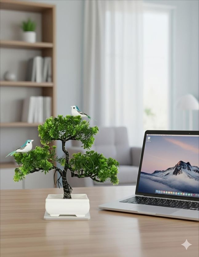 POKA Green Tree Plants with Bird & Light - Image 5