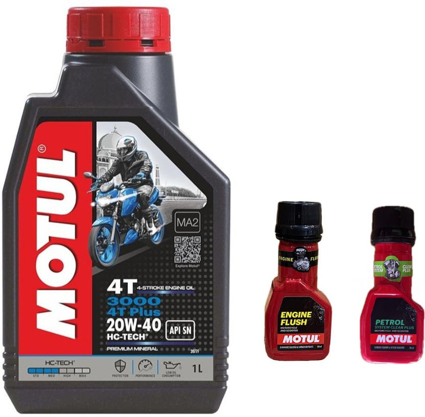 MOTUL 3000 4T PLUS 20W-40 1L + Engine Flush 50ml - Image 1