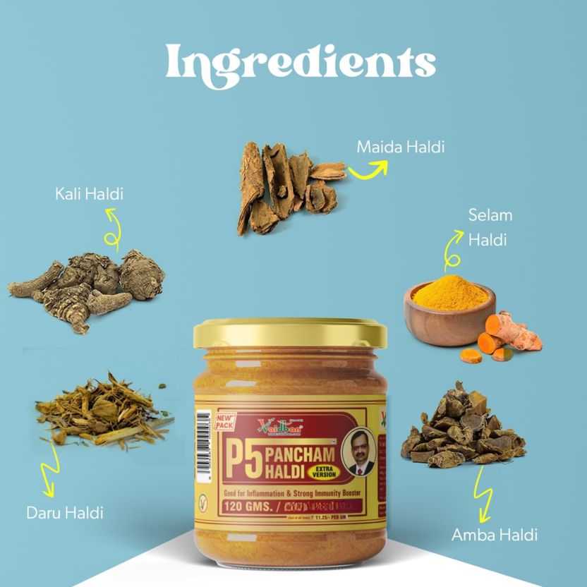 Vaidban P5 Pancham Haldi 120g Ayurvedic Powder - Image 4