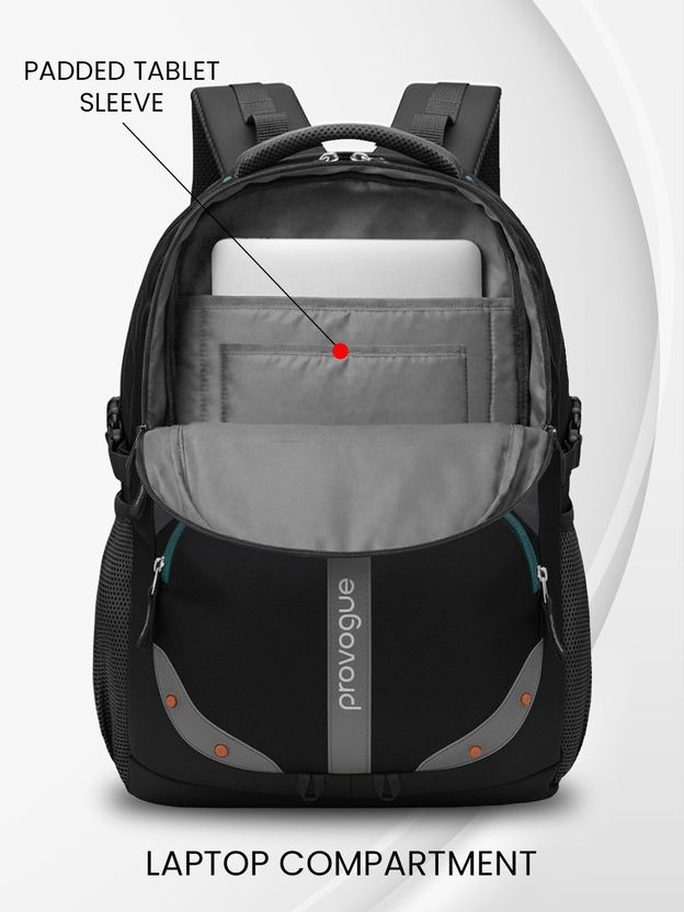 PROVOGUE Spacy 2.0 38L Laptop Backpack, Grey, Black - Image 3