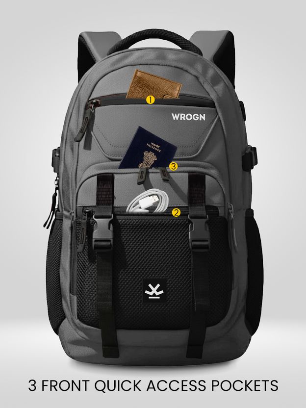 WROGN Unisex Ashper 2.0 42L Laptop Backpack, Grey - Image 2
