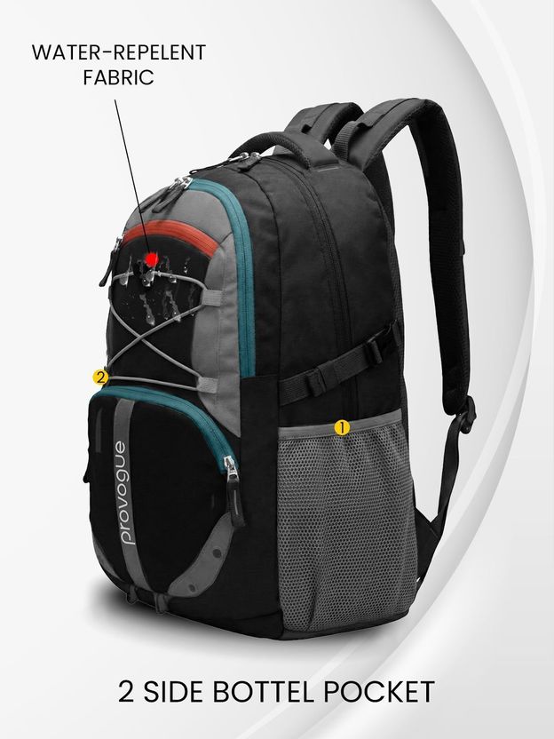 PROVOGUE Spacy 2.0 38L Laptop Backpack, Grey, Black - Image 5