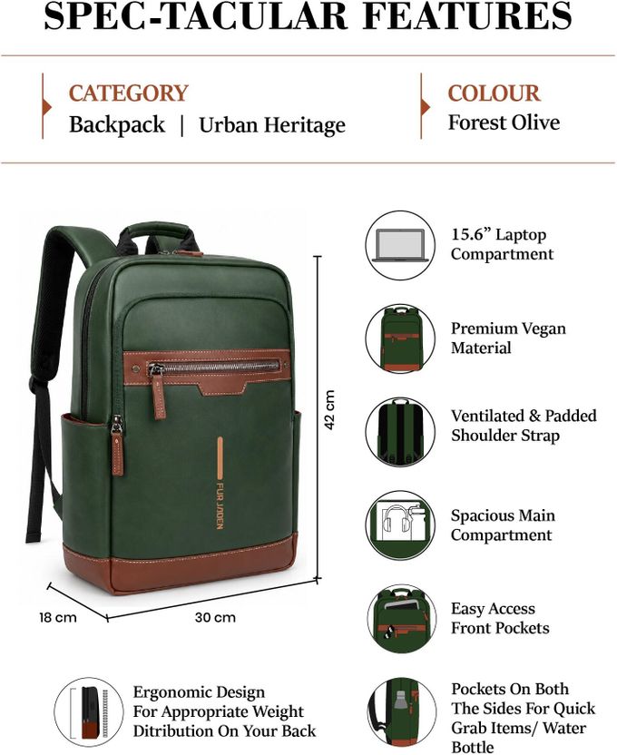 FUR JADEN 25L Vegan Leather Laptop Backpack - Image 7