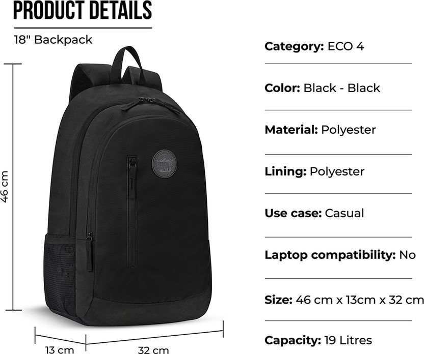 Gear 19L Eco 4 Backpack Black - Image 2