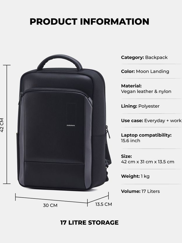 Mokobara 17L Black Laptop Backpack - Image 3