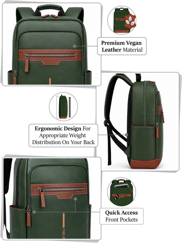 FUR JADEN 25L Vegan Leather Laptop Backpack - Image 2