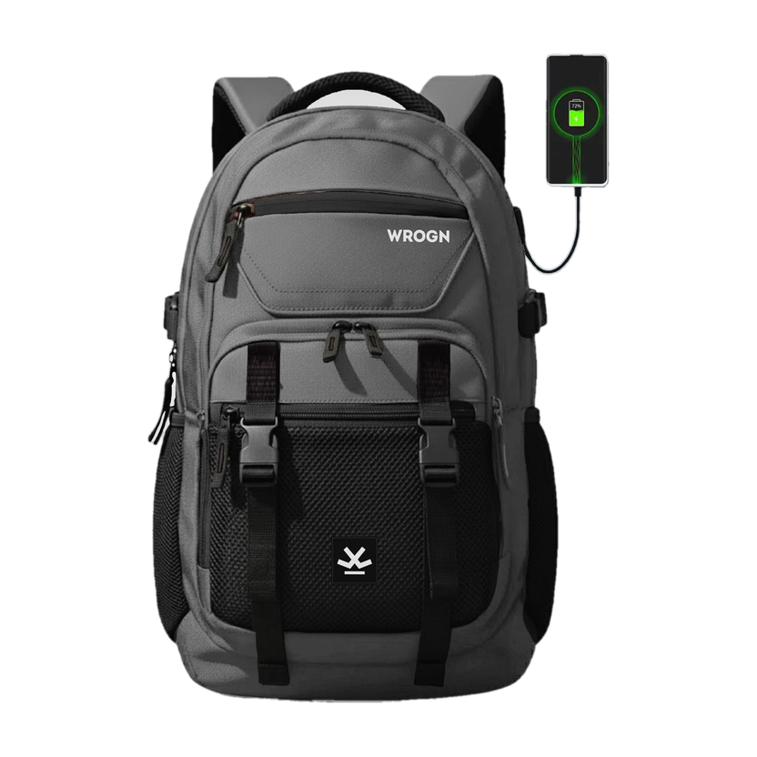 WROGN Unisex Ashper 2.0 42L Laptop Backpack, Grey - Image 1