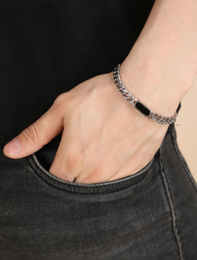 Thrillz Silver Coated Stainless Steel Bracelet - Image 1
