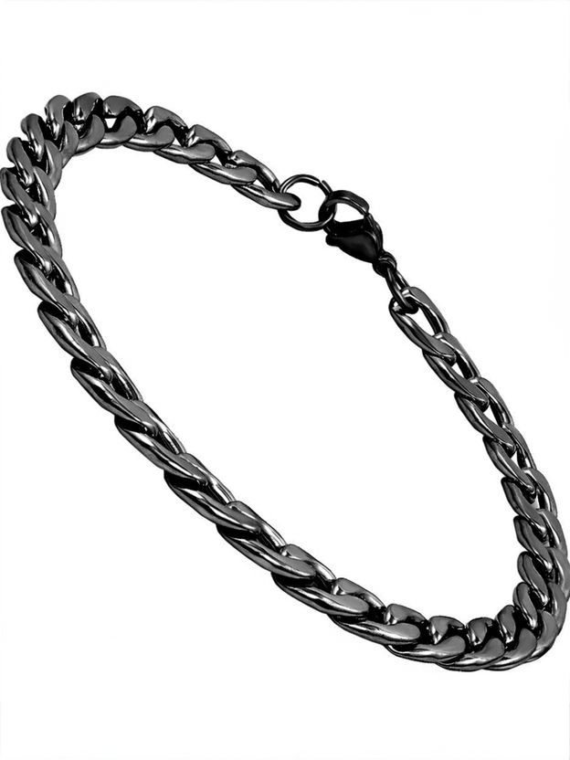 NAKABH Stainless Steel Black Silver Bracelet - Image 1