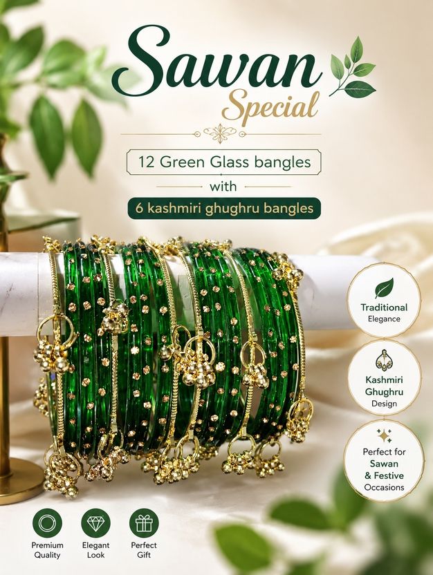 Kashmiri Ghughru Glass Bangle Set - Image 1